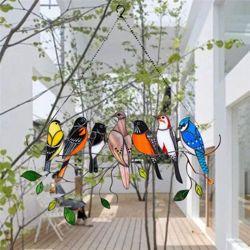 Farget glass fugl solfanger