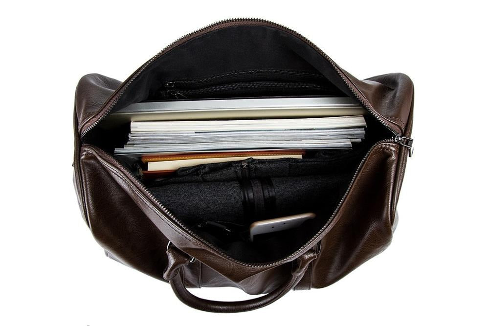 Duffelbag i skinn for herre