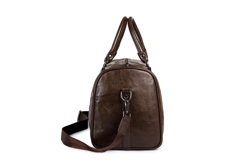Duffelbag i skinn for herre