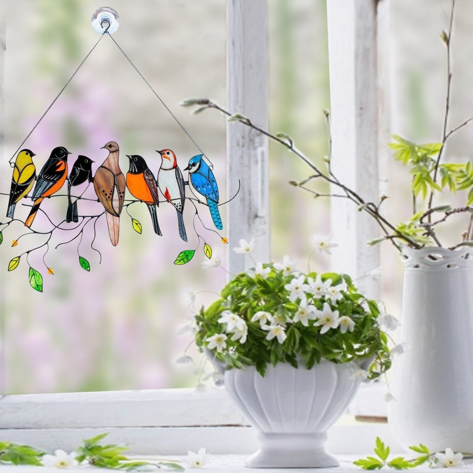 Farget glass fugl solfanger