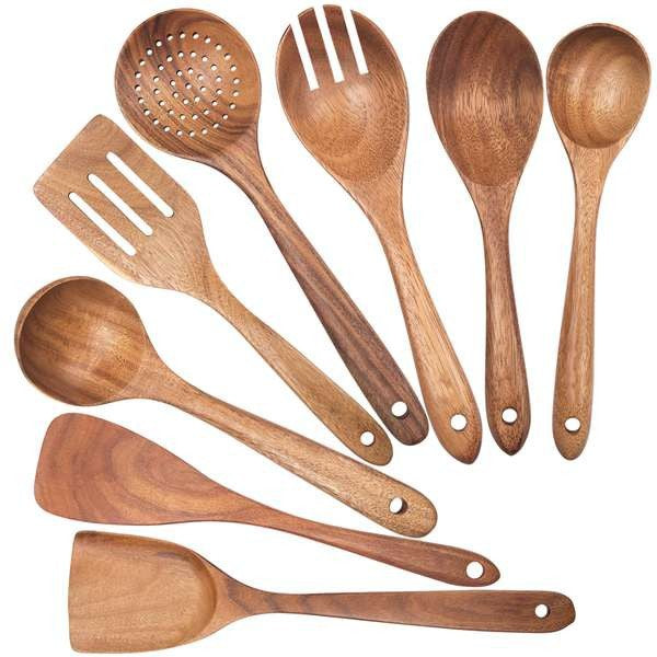 Kokesett i naturlig teak