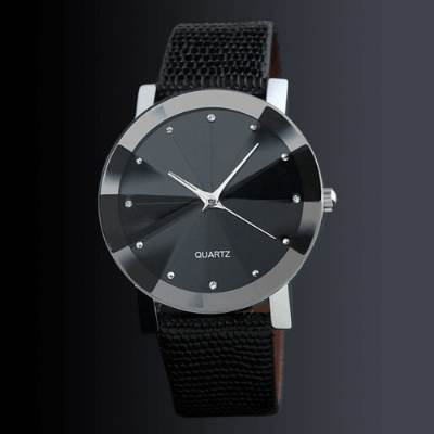 Quartz Herreklokke i Skinn
