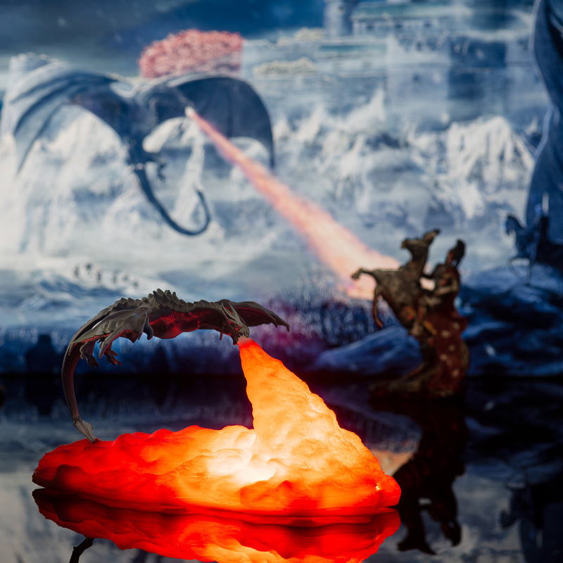 3D Flammesprutende Dragelampe