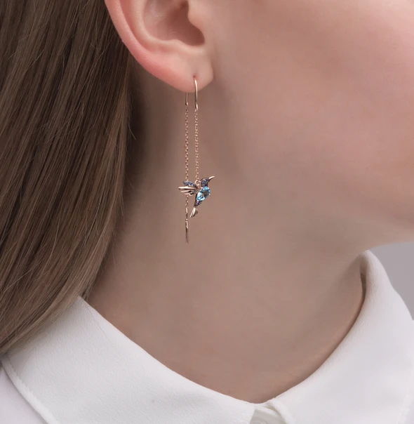 Elegante kolibriøredobber med rhinsteiner