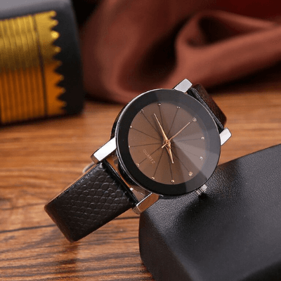 Quartz Herreklokke i Skinn