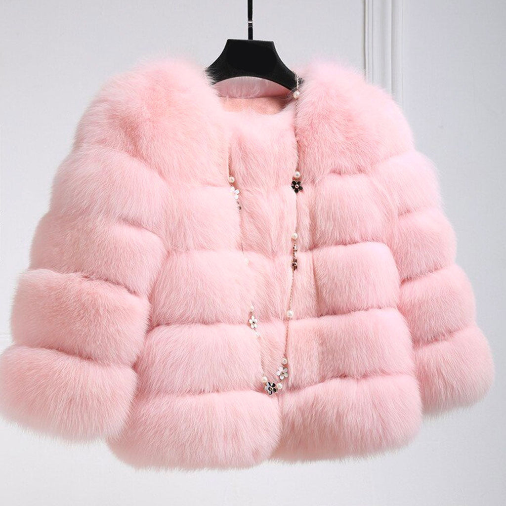 Fluffy Fuskepelsjakke for Kvinner