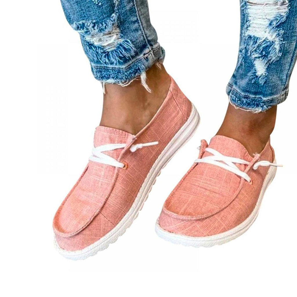 Loafers i kanvas med snøring for kvinner