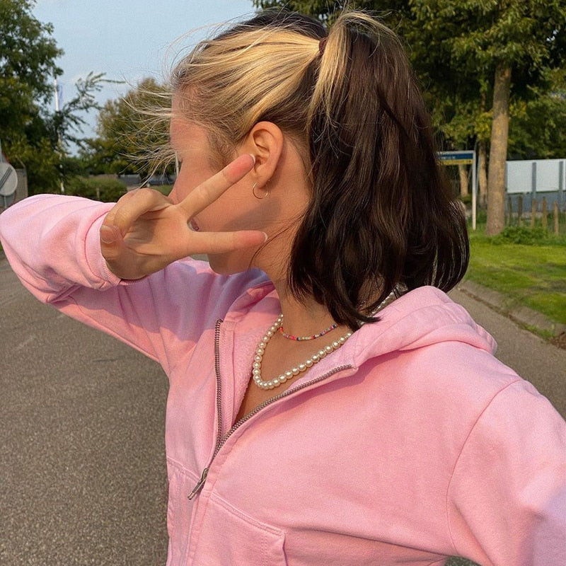Hettegenser med glidelås, ekstra smal og med krusninger