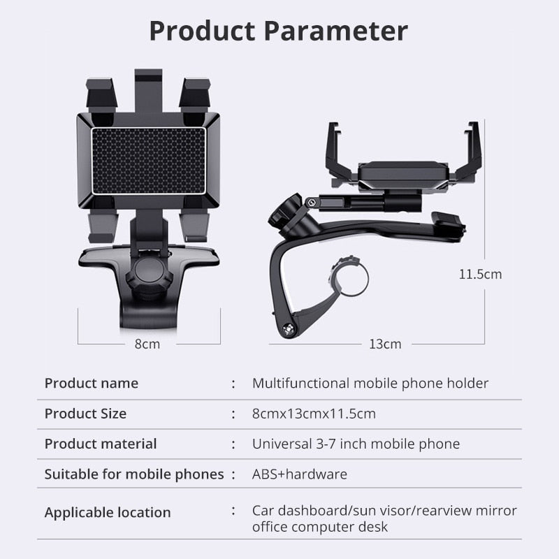 Universal mobiltelefonholder til bilens dashbord
