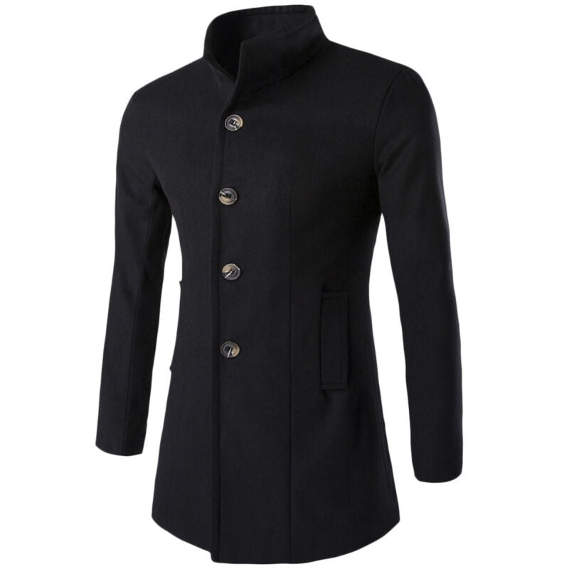 Trenchcoat for menn med ståkrage