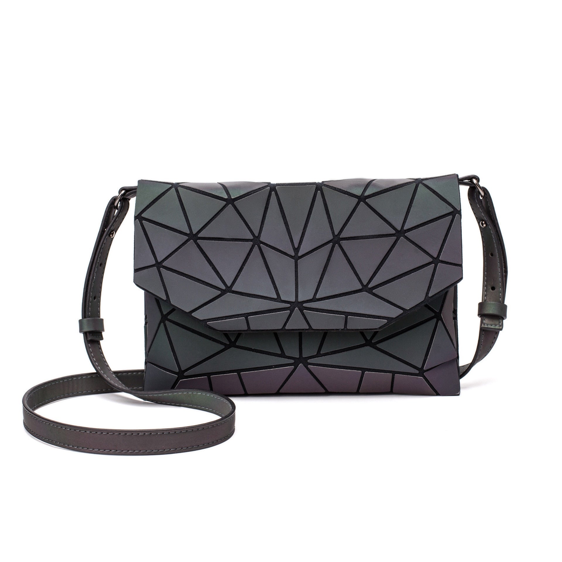 Geometrisk lysende skulderveske