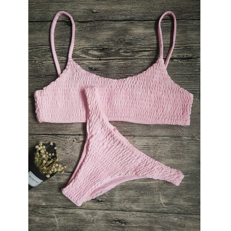 Bikinini-sett med plissédetaljer