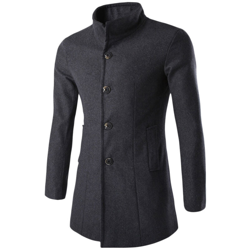 Trenchcoat for menn med ståkrage