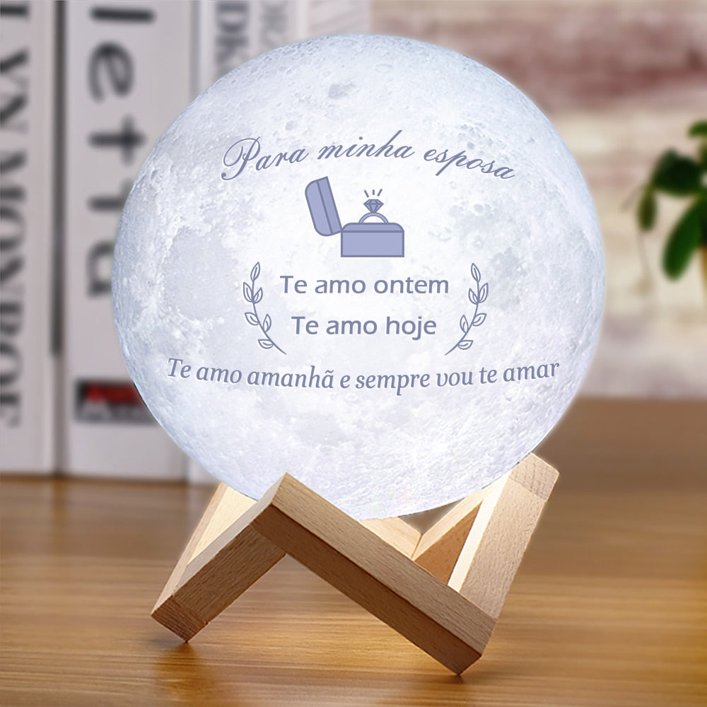 3D-månelampe med tekst