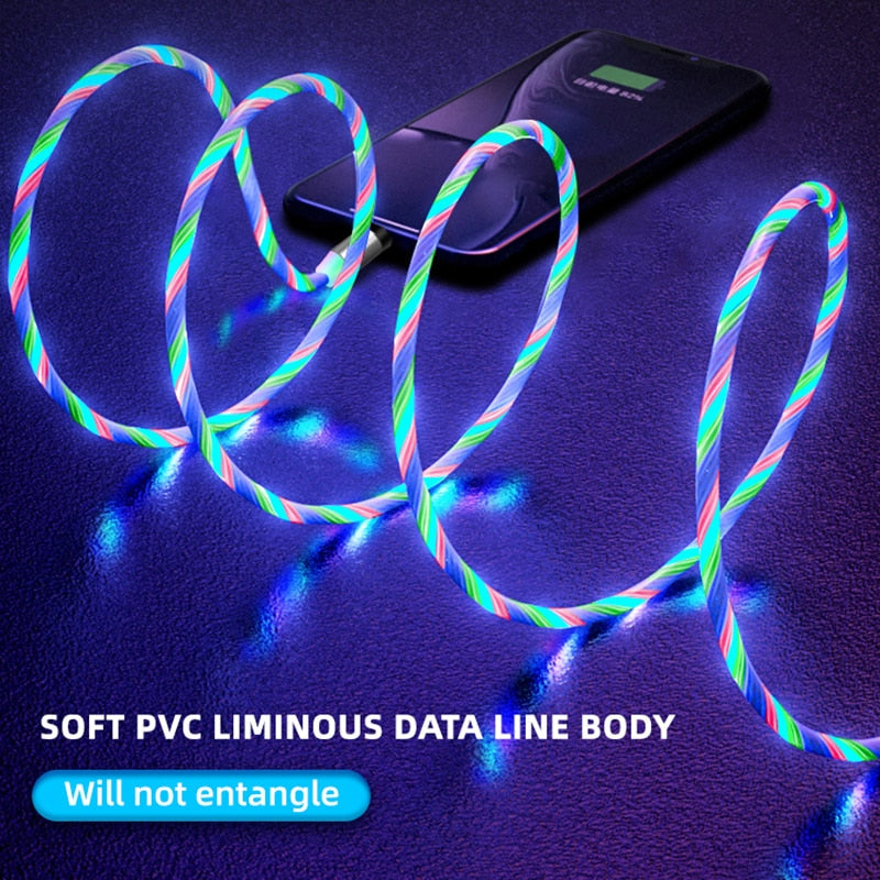 iGlow Lysende LED Magnetisk 3-i-1 USB Ladekabel