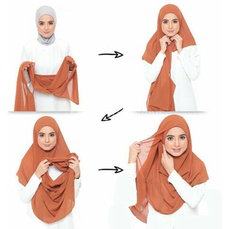 Instant Chiffon-hijab med dobbel hempe