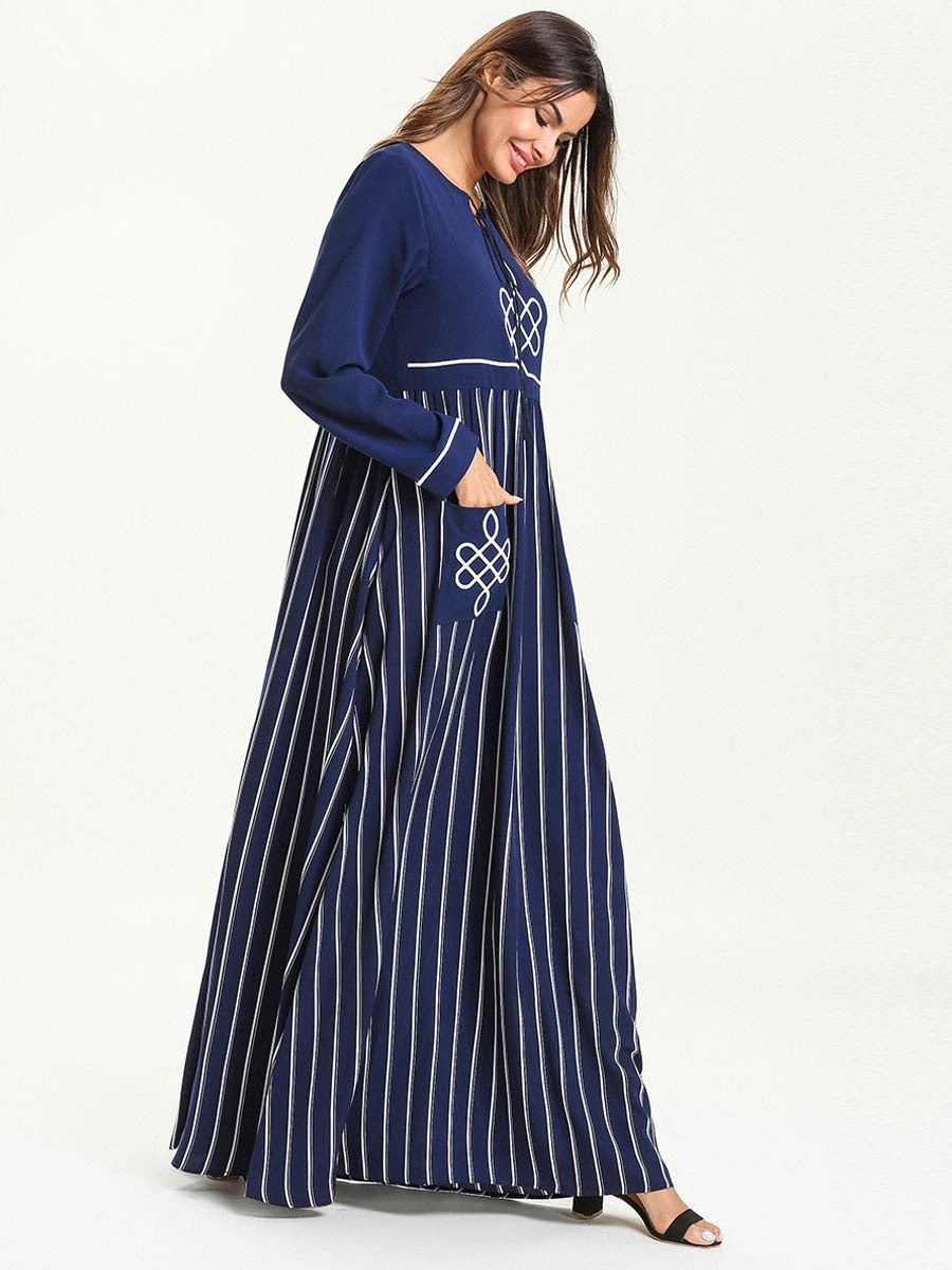 Kaftan maxi-kjole med lange ermer