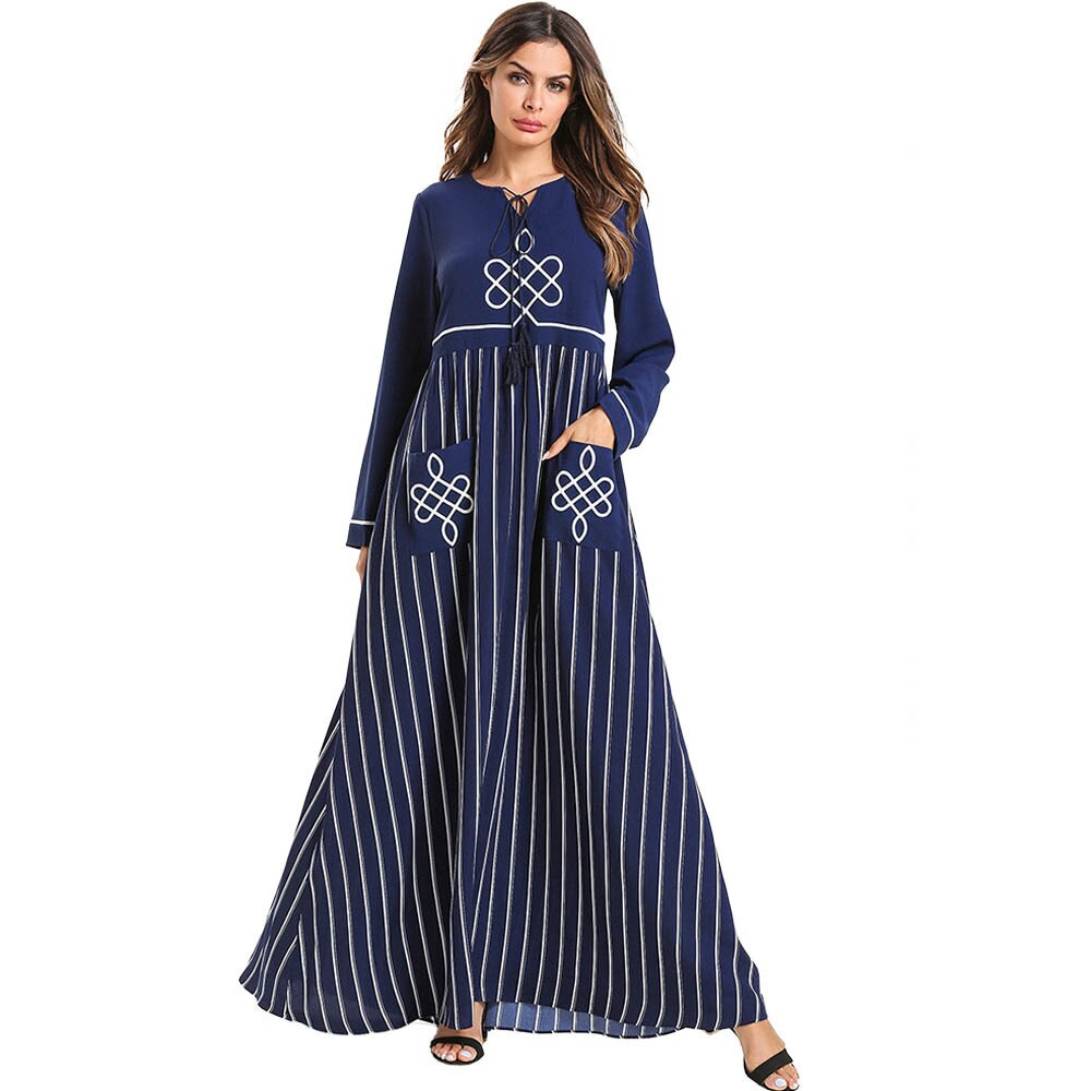Kaftan maxi-kjole med lange ermer
