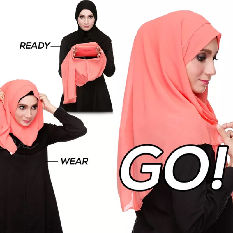 Instant Chiffon-hijab med dobbel hempe