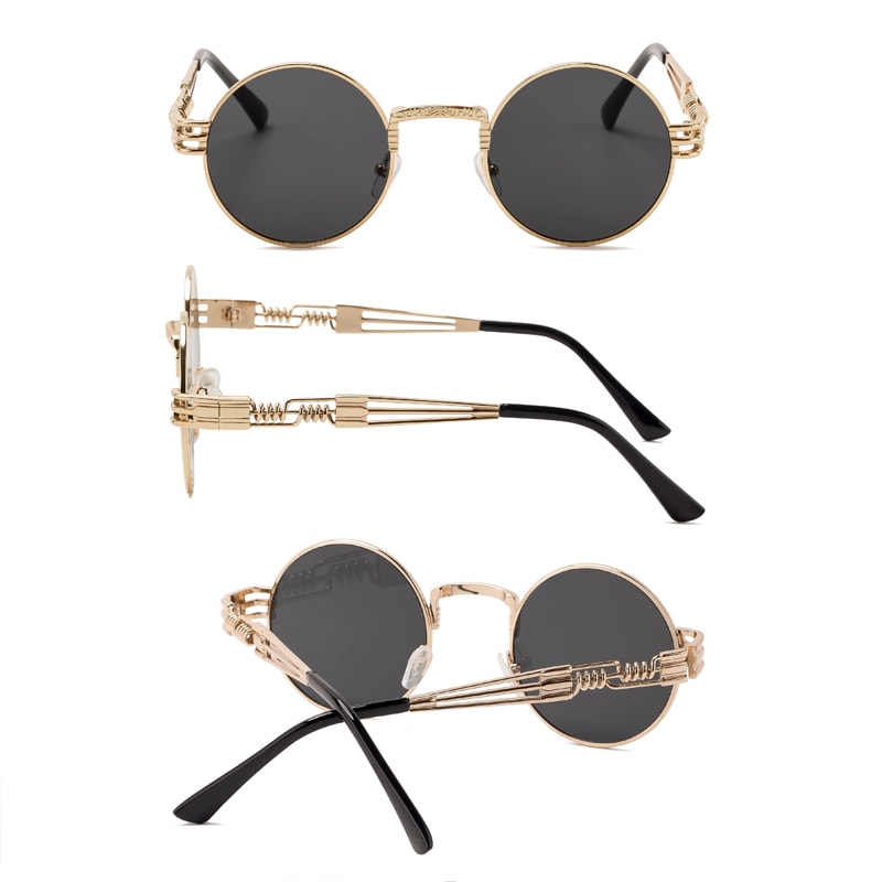 Steampunk runde solbriller i metall