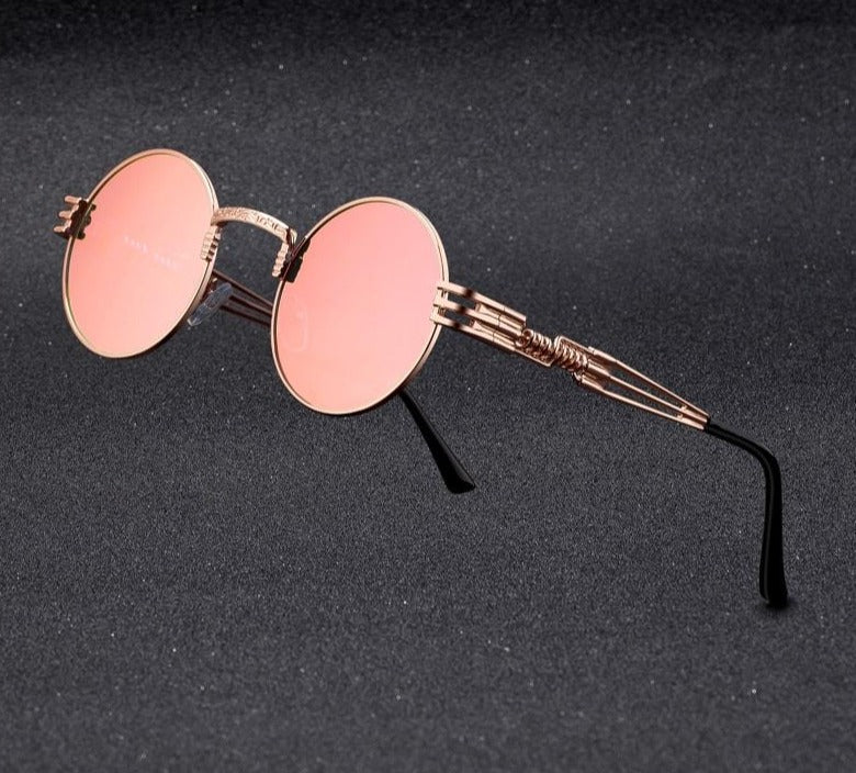 Steampunk runde solbriller i metall