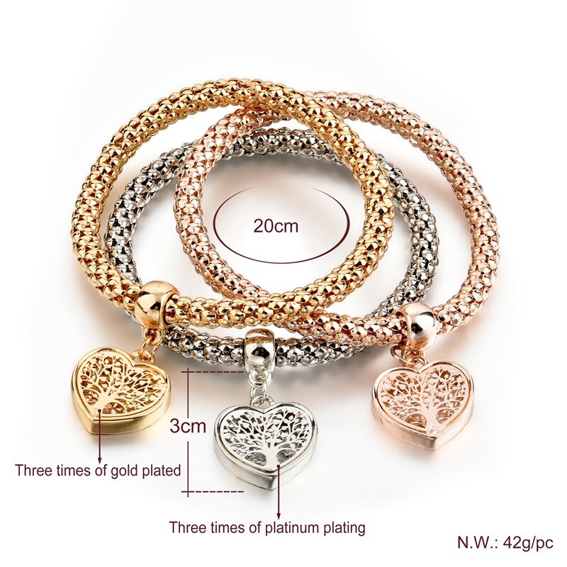 Livets tre-armbånd (hjerteformet)