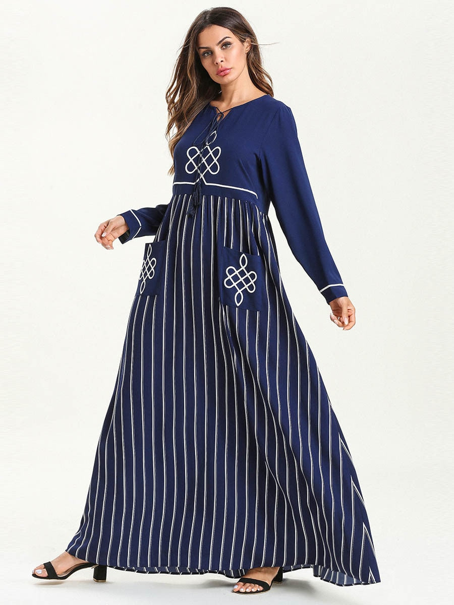 Kaftan maxi-kjole med lange ermer