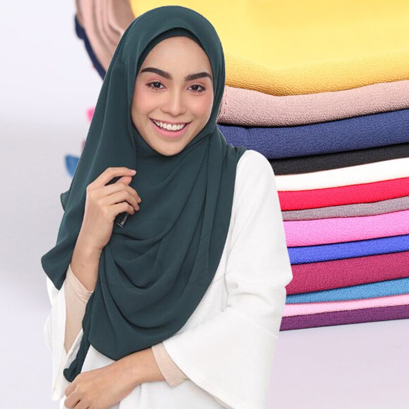 Instant Chiffon-hijab med dobbel hempe