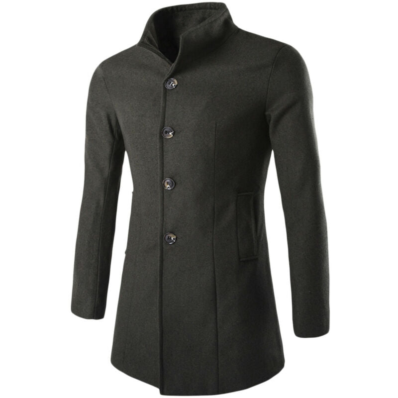 Trenchcoat for menn med ståkrage