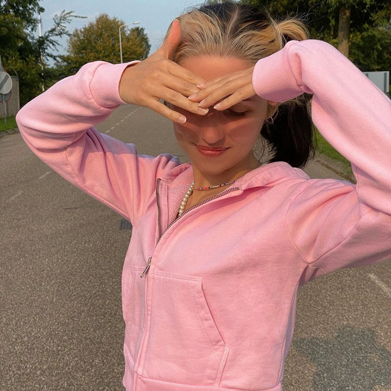 Hettegenser med glidelås, ekstra smal og med krusninger