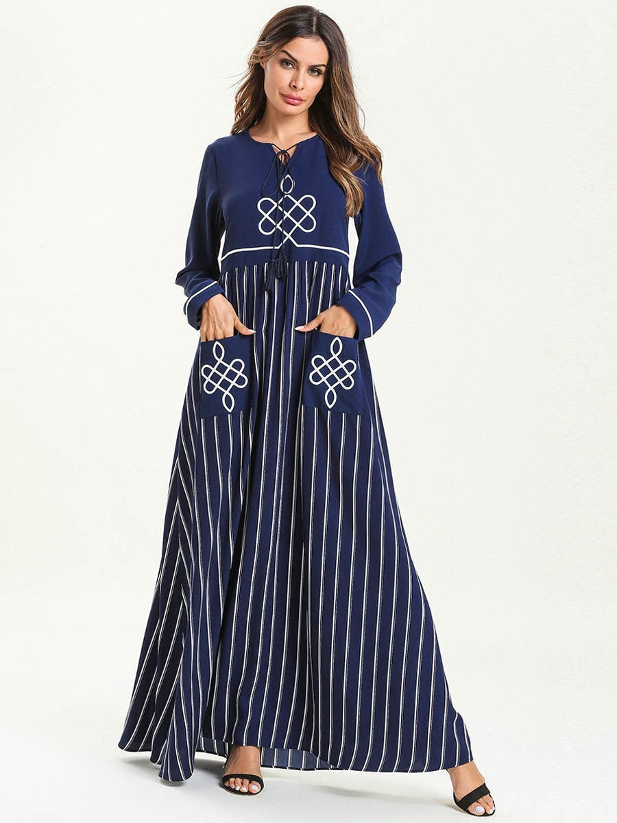 Kaftan maxi-kjole med lange ermer