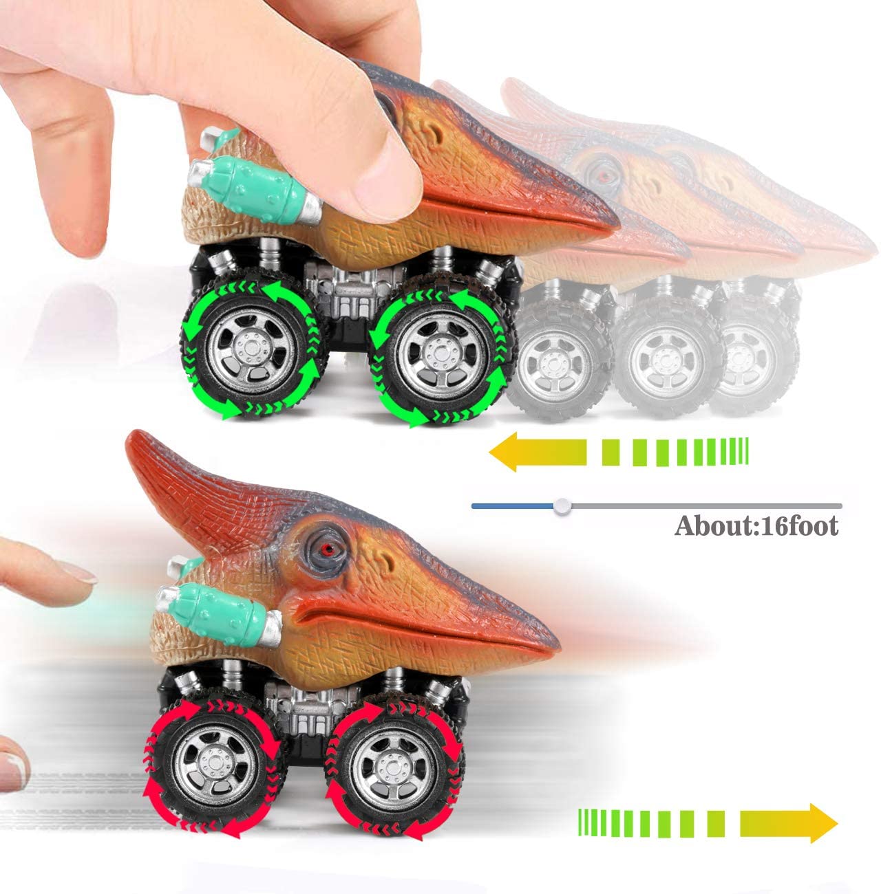 Trekk tilbake dinosaur minibil