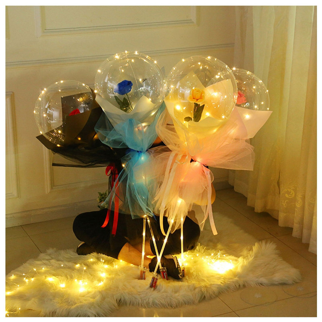 LED selvlysende rosebukett med ballong (gjør-det-selv-pakke)