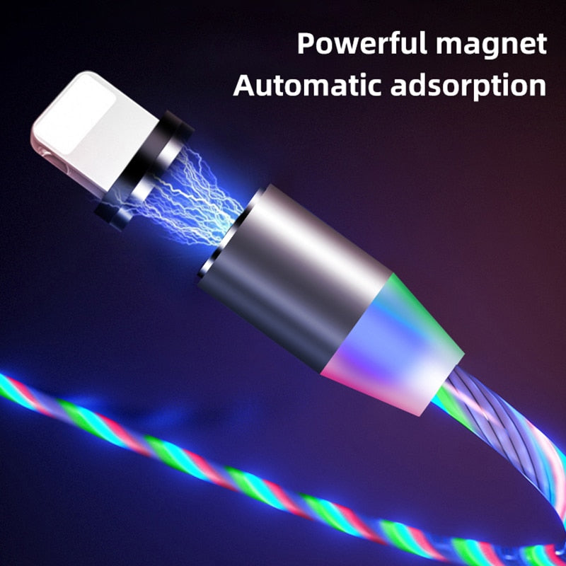 iGlow Lysende LED Magnetisk 3-i-1 USB Ladekabel