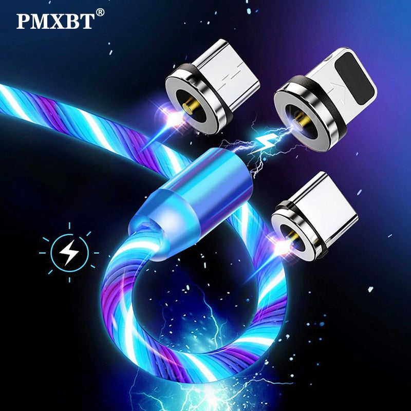 iGlow Lysende LED Magnetisk 3-i-1 USB Ladekabel