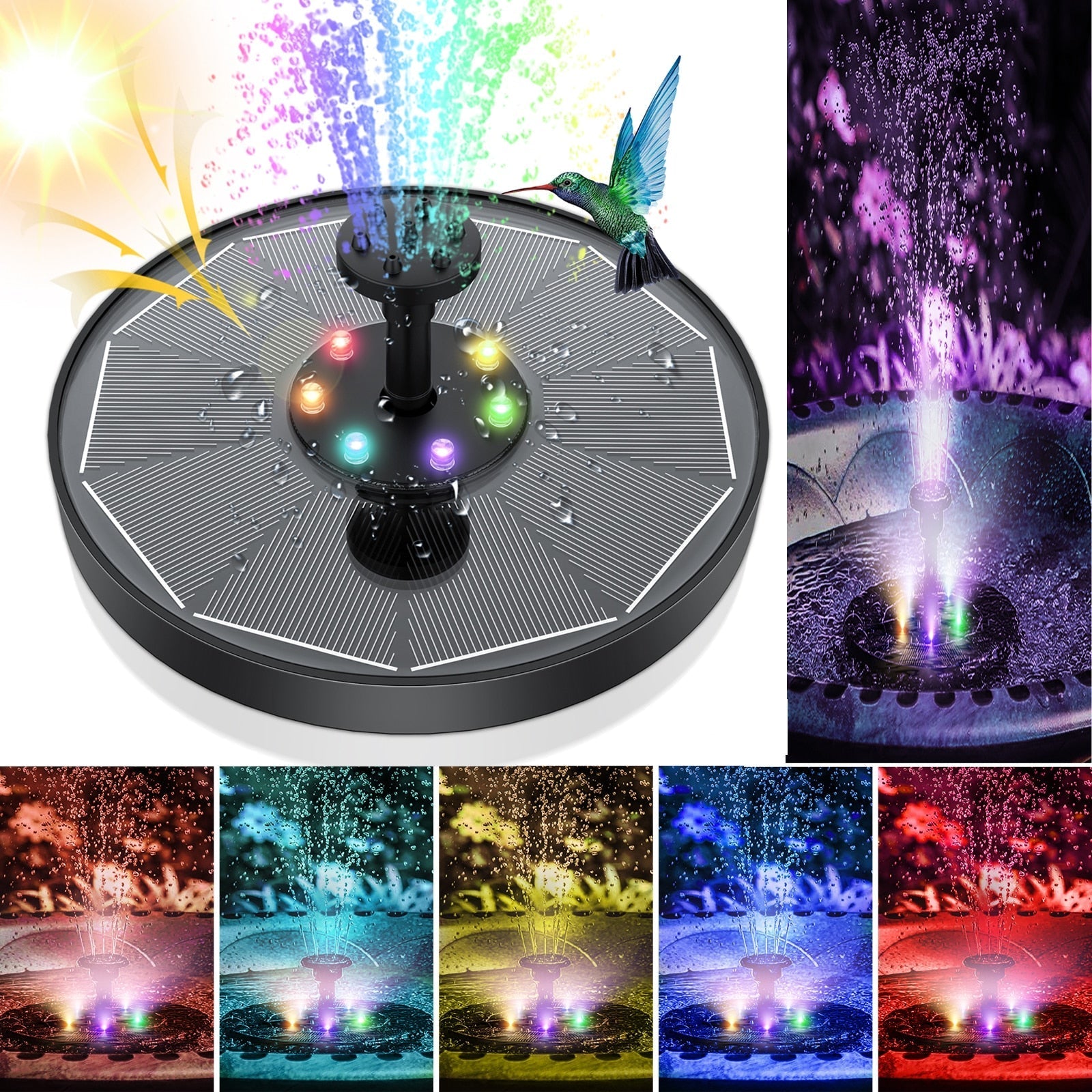 LED-soldrevet vannfontene