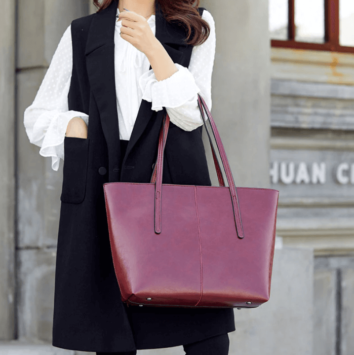 Veske i vokset vintage-skinn