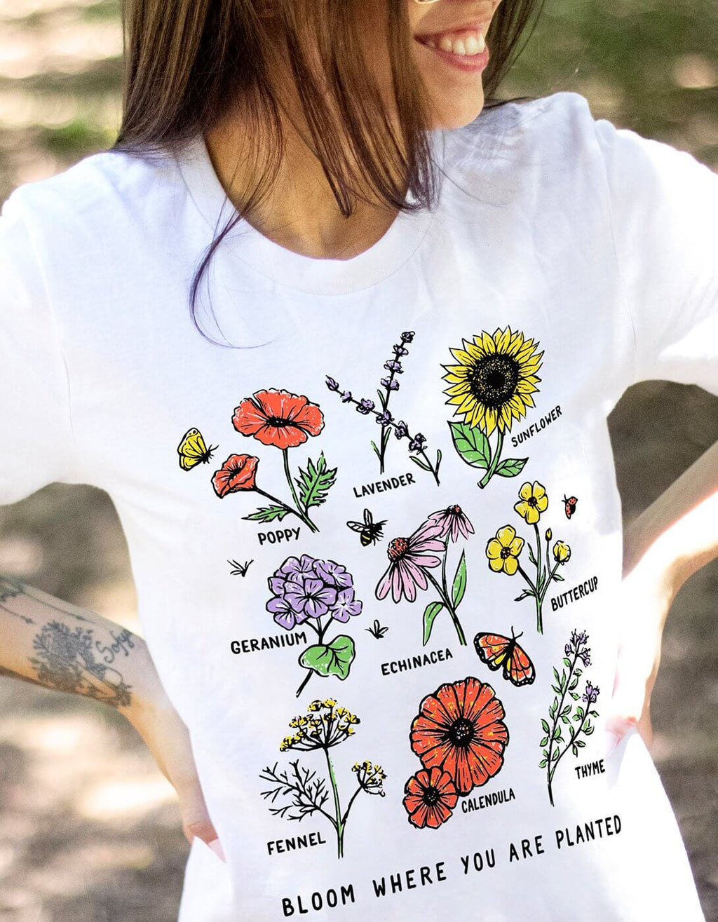 Blomstre der du er plantet T-skjorte