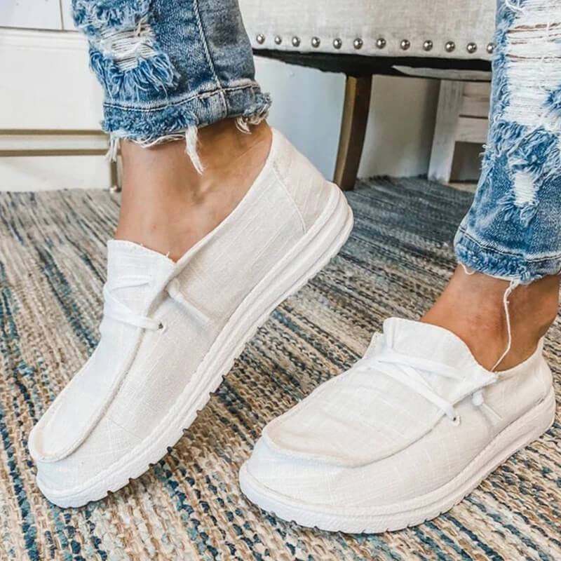 Loafers i kanvas med snøring for kvinner