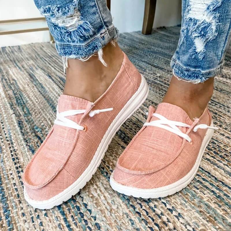 Loafers i kanvas med snøring for kvinner