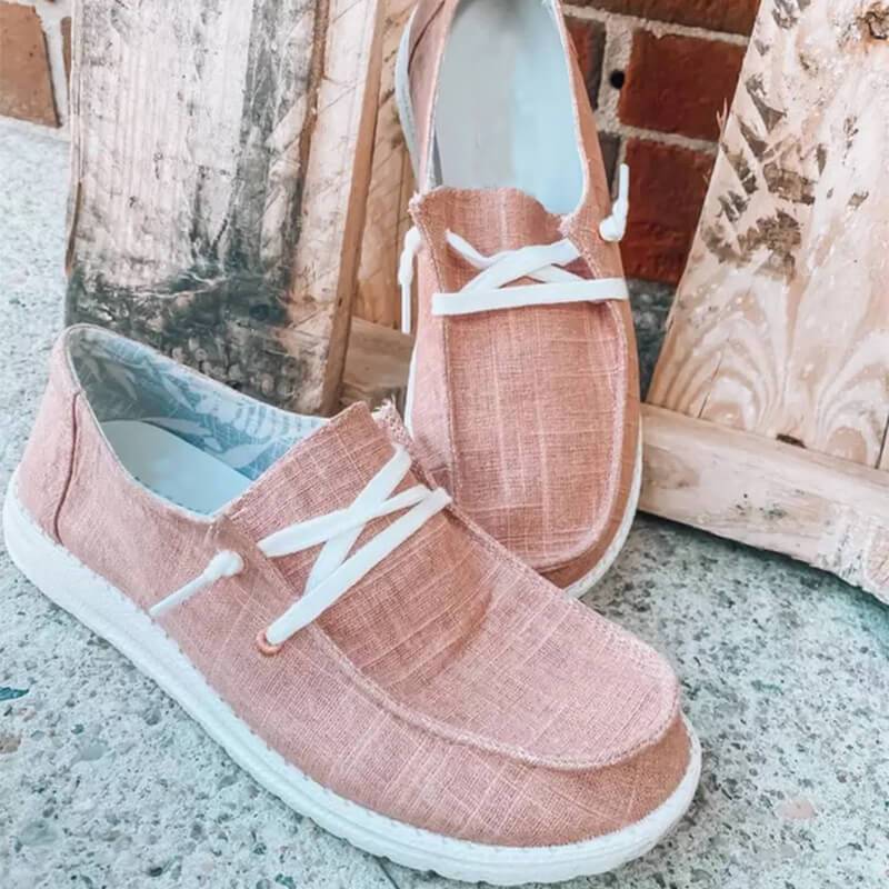 Loafers i kanvas med snøring for kvinner