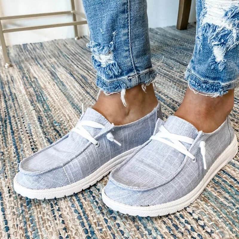 Loafers i kanvas med snøring for kvinner