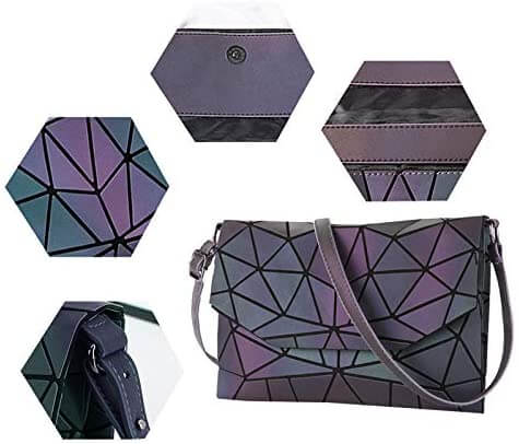 Geometrisk lysende skulderveske