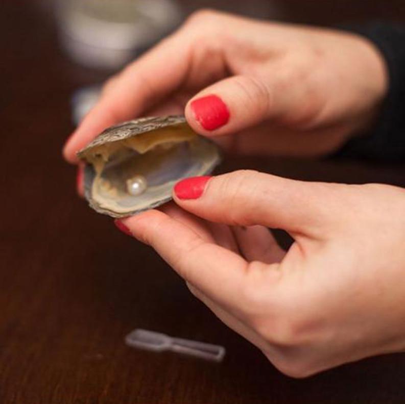 Halskjede med naturlige østersperler