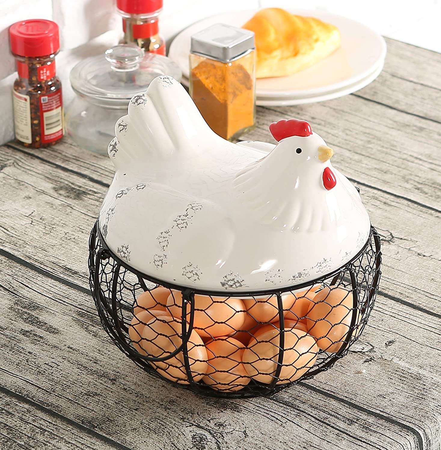 Oppbevaringskurv for egg i keramikk