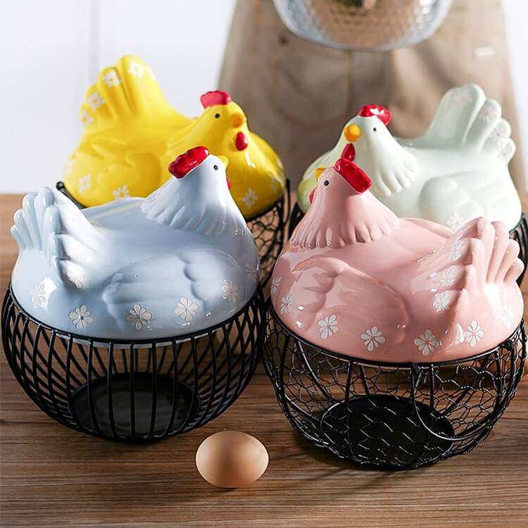 Oppbevaringskurv for egg i keramikk