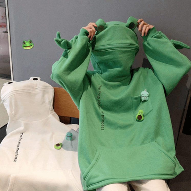 Froskehettegenser med glidelås