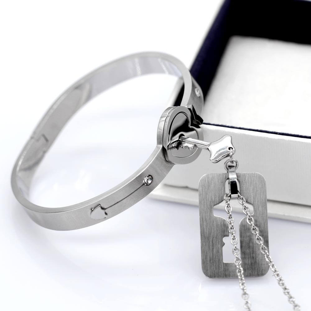 "DU ER NØKKELEN TIL MITT HJERTE" Armbånd + Halskjede Sett