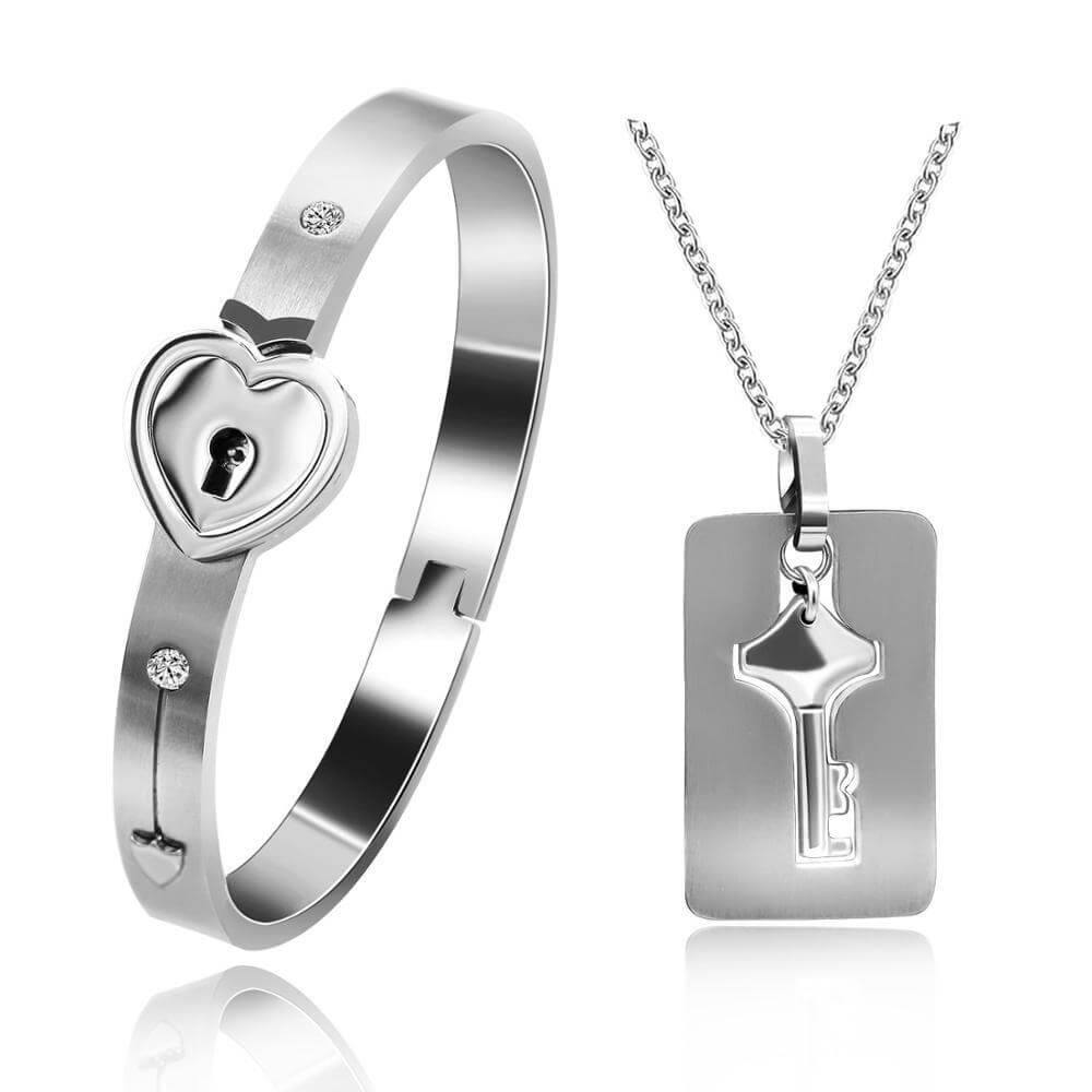 "DU ER NØKKELEN TIL MITT HJERTE" Armbånd + Halskjede Sett