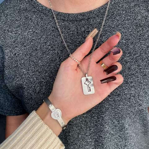 "DU ER NØKKELEN TIL MITT HJERTE" Armbånd + Halskjede Sett
